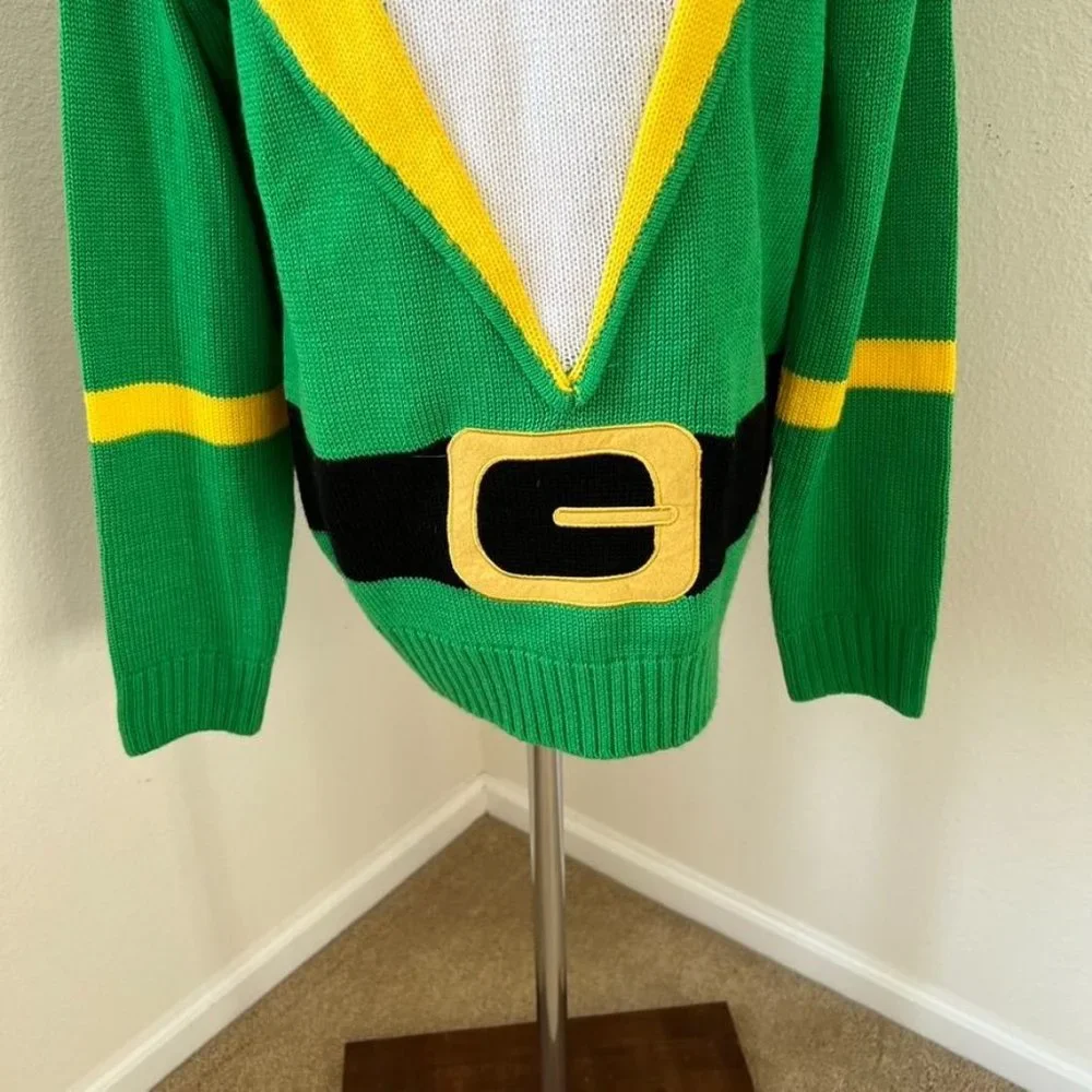 Funky Christmas Jumpers Elf Ugly Christmas Sweater Green Belt Holiday Unisex‎ Sm - Picture 9 of 14